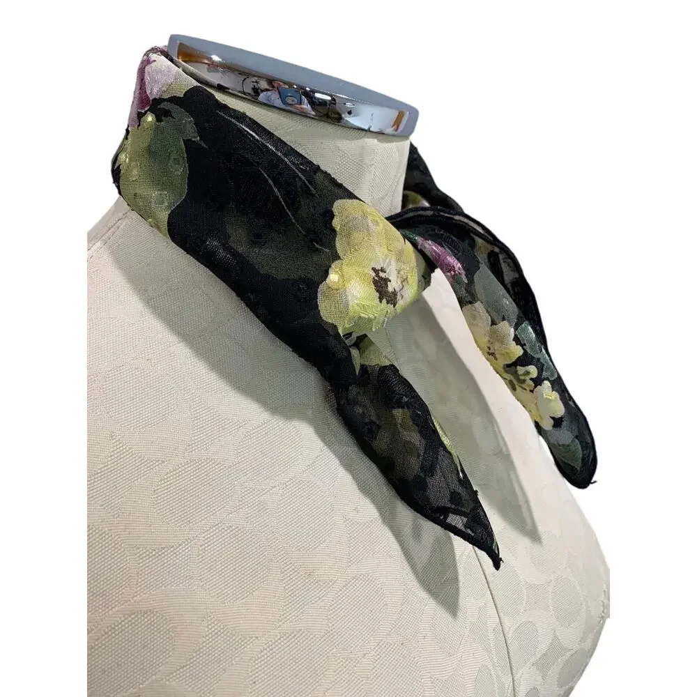 Vintage Floral Womens 19 Inch Square Scarf Textured Siky‎ Sheer
